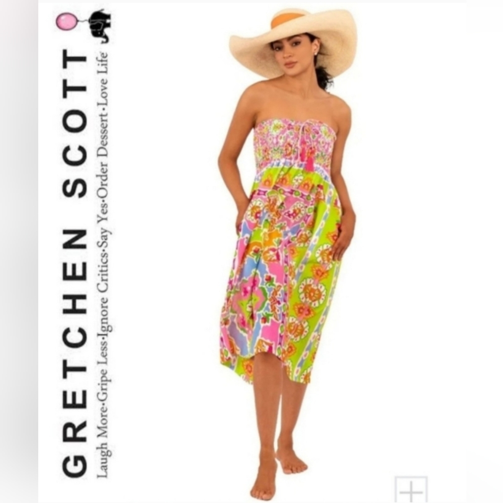 Ashbury Watteau Vibrant Printed Strapless Dress / Skirt 0ne Size Fits Most